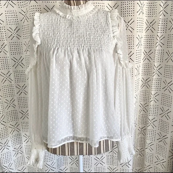 SOLD 💗 Zara Trafuluc Collection White Ruffle Long Sleeve Blouse - Picture 5 of 8